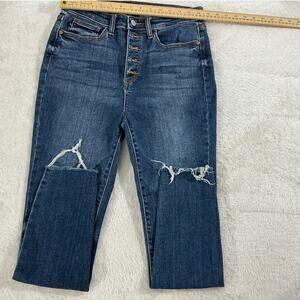 Judy Blue Skinny Fit Jeans Women 11/30 Button Fly Stretch Denim Raw Hem